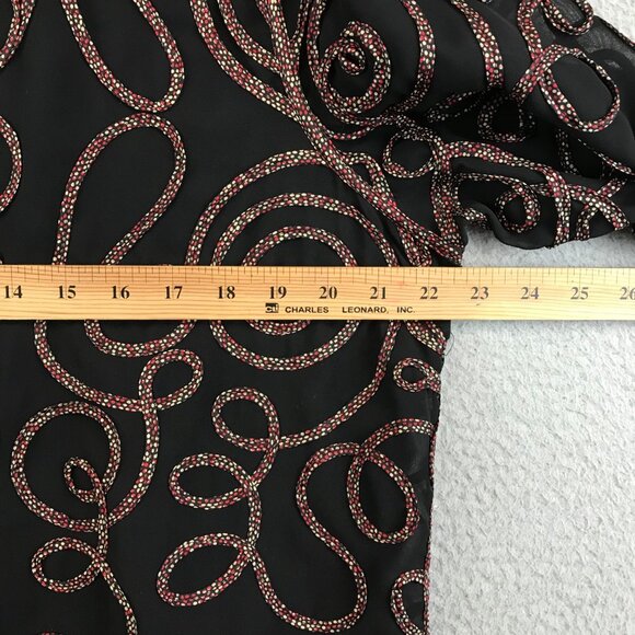 Vintage Laura Ashley Womens Black Chiffon Sheer Cardigan Blazer Jacket Textured - Picture 5 of 7